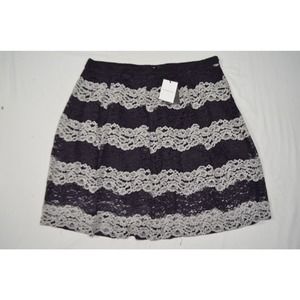 NEW Who What Wear 24W Woman Plus Black White Lace Stripe‎ A-Line Skirt